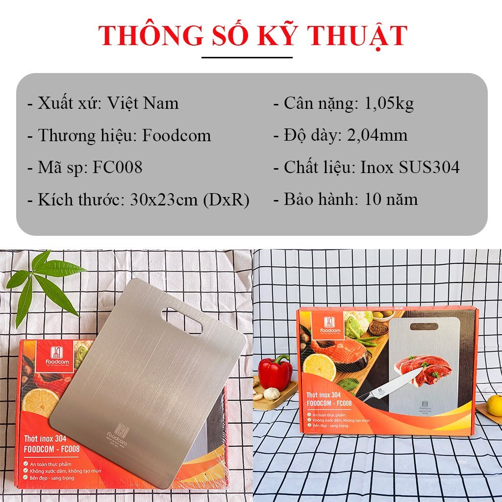 kích thước thớt inox 304