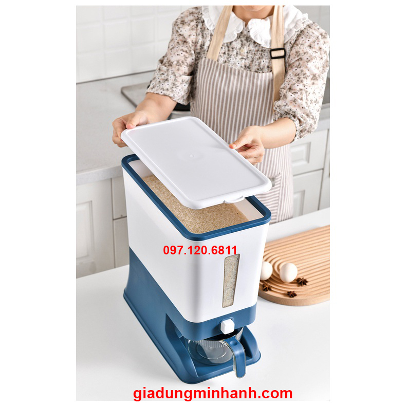 Thùng đựng gạo thông minh có cửa sổ quan sát lượng gạo bên trong thùng chứa