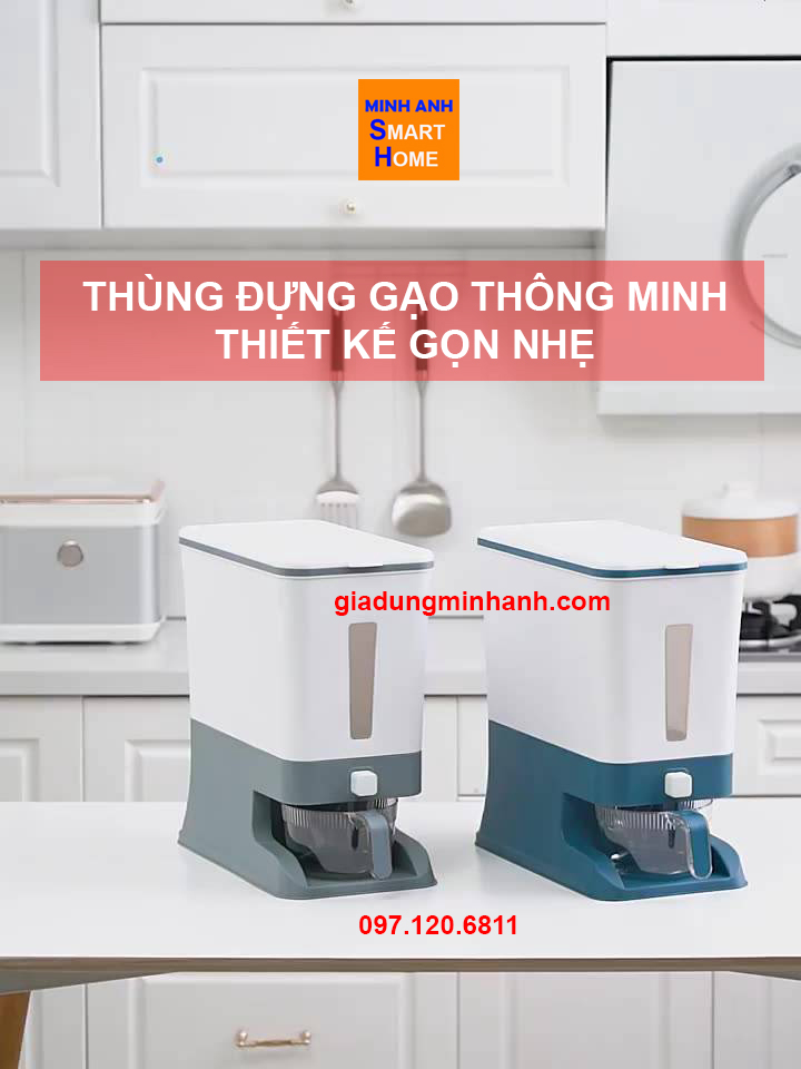 Thùng đựng gạo thông minh thiết kế gọn nhẹ