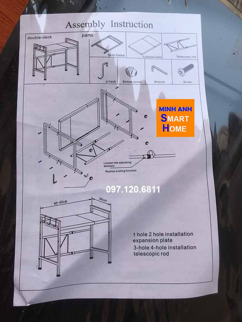 Tờ hướng dẫn lắp ráp kệ lò vi sóng 2 tầng