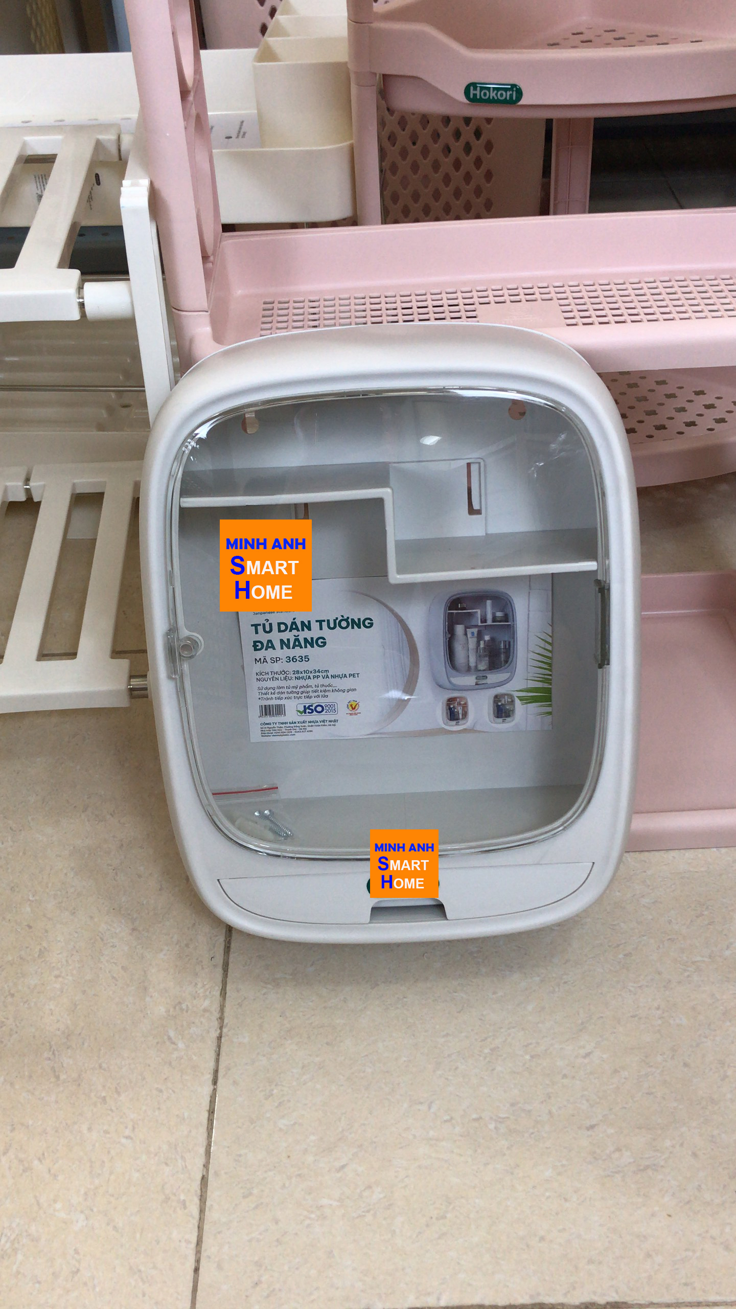 Tủ mỹ phẩm nhà tắm màu ghi