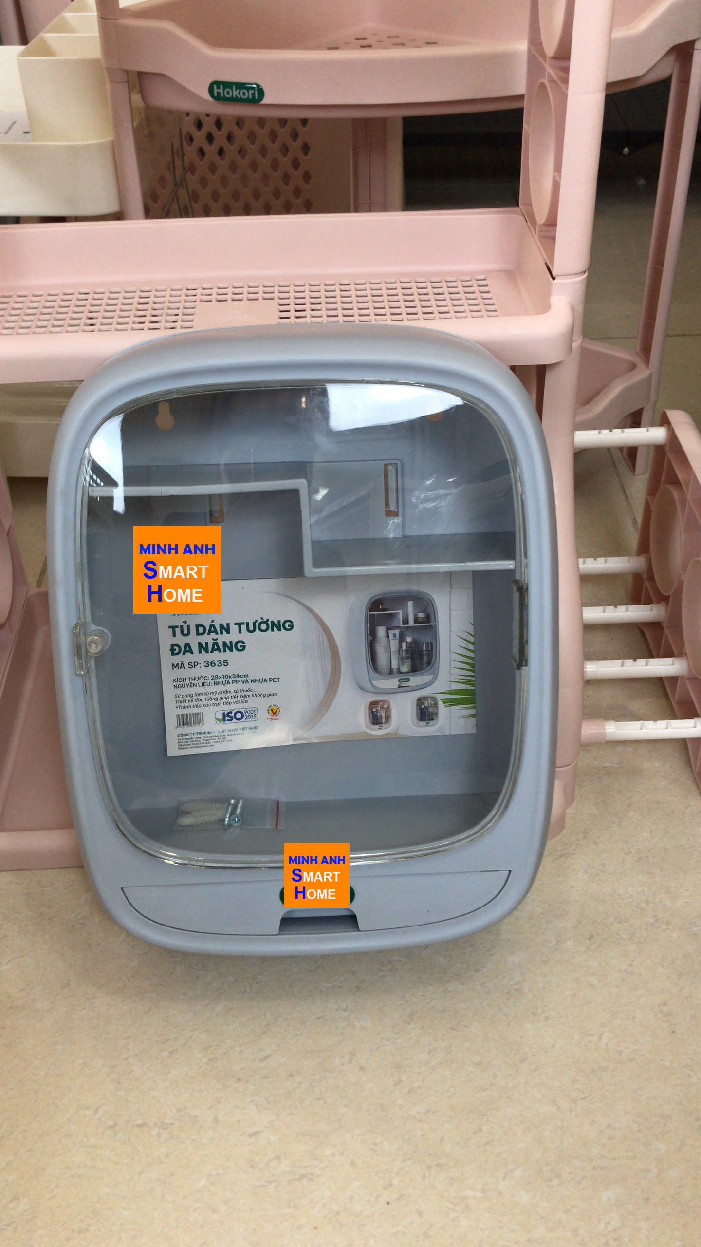 Tủ mỹ phẩm nhà tắm màu xanh