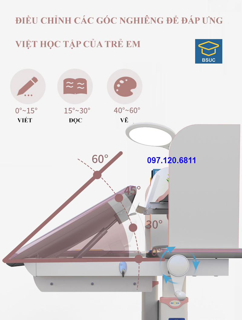 Bàn Học Chống Gù Chống Cận Cho Bé dài 100cm DRZ - 10001