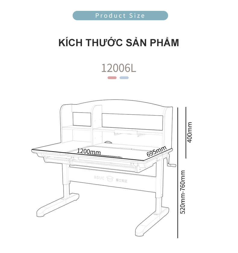 Bàn Học Chống Gù Chống Cận Dài 120cm DRZ-12006