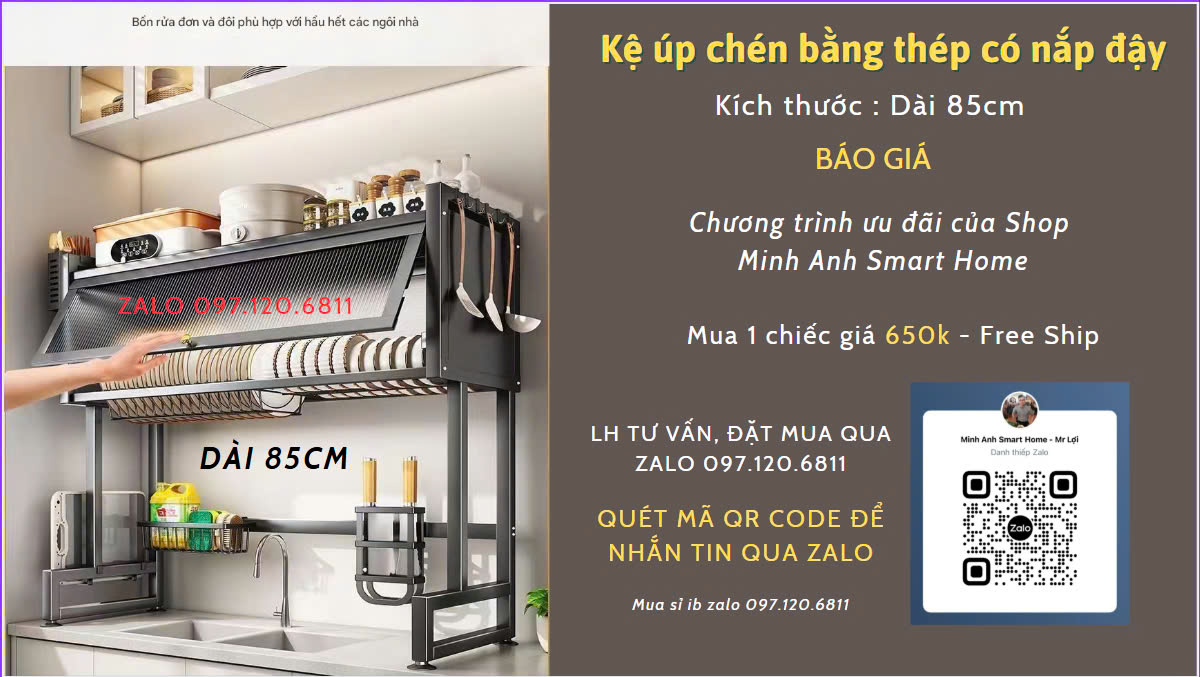 Kệ trên bồn rửa có nắp đậy