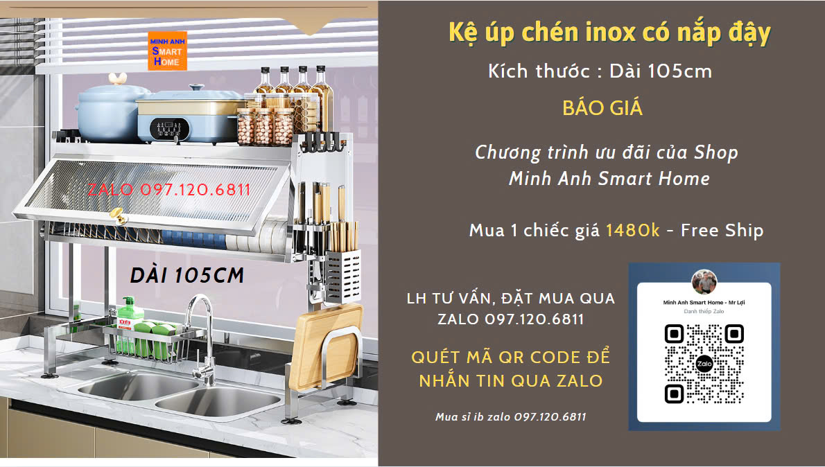 Kệ trên bồn rửa có nắp đậy