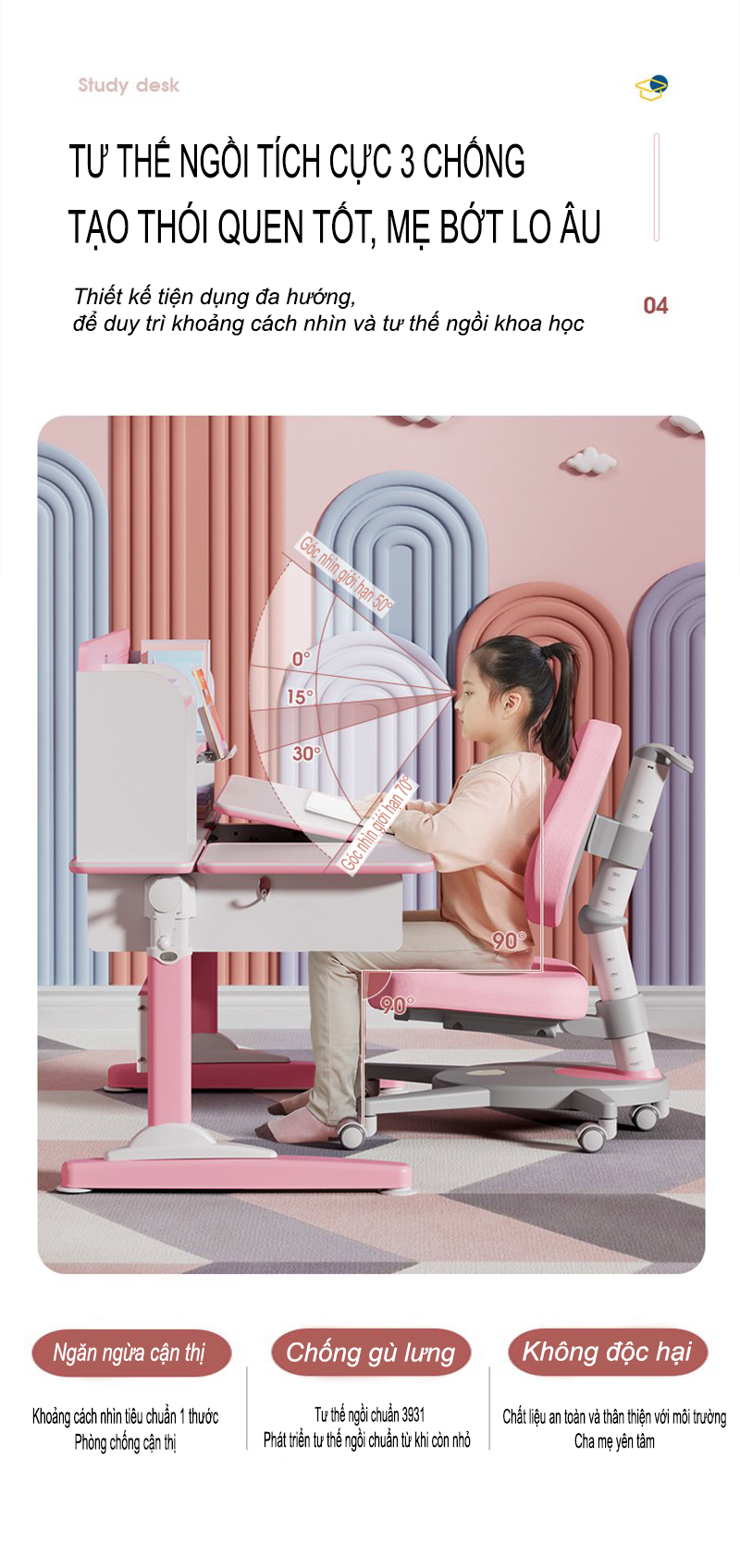 Bàn học chống gù chống cận cho bé DRZ-10003