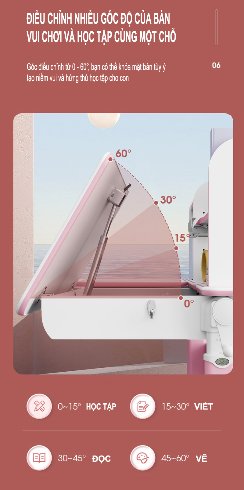 Bàn học chống gù chống cận cho bé DRZ-10003