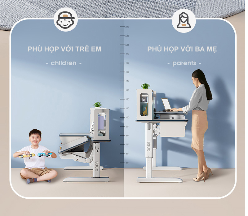 Bàn Học Chống Gù Chống Cận Cao Cấp - Nâng Hạ Thủy Lực DRZ-12002