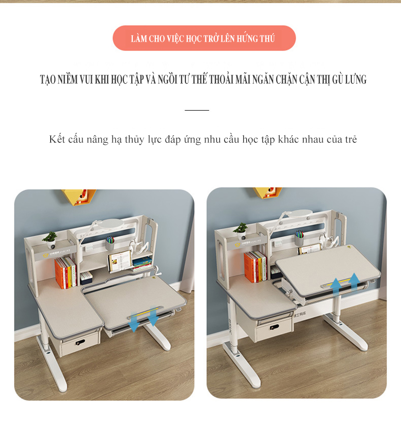Bàn Học Chống Gù Chống Cận Cao Cấp - Nâng Hạ Thủy Lực DRZ-12002
