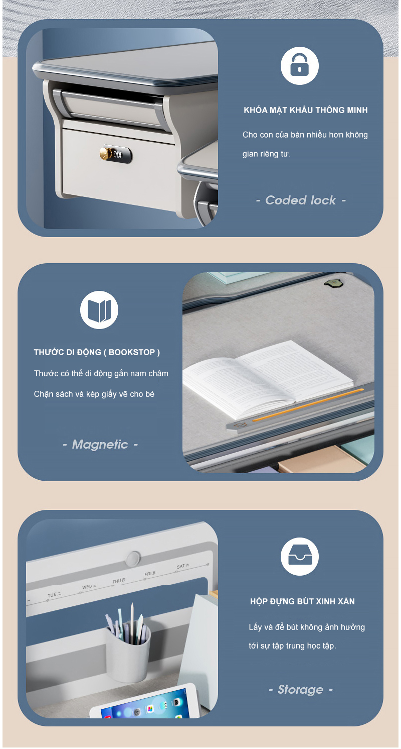 Bàn Học Chống Gù Chống Cận Cao Cấp - Nâng Hạ Thủy Lực DRZ-12002