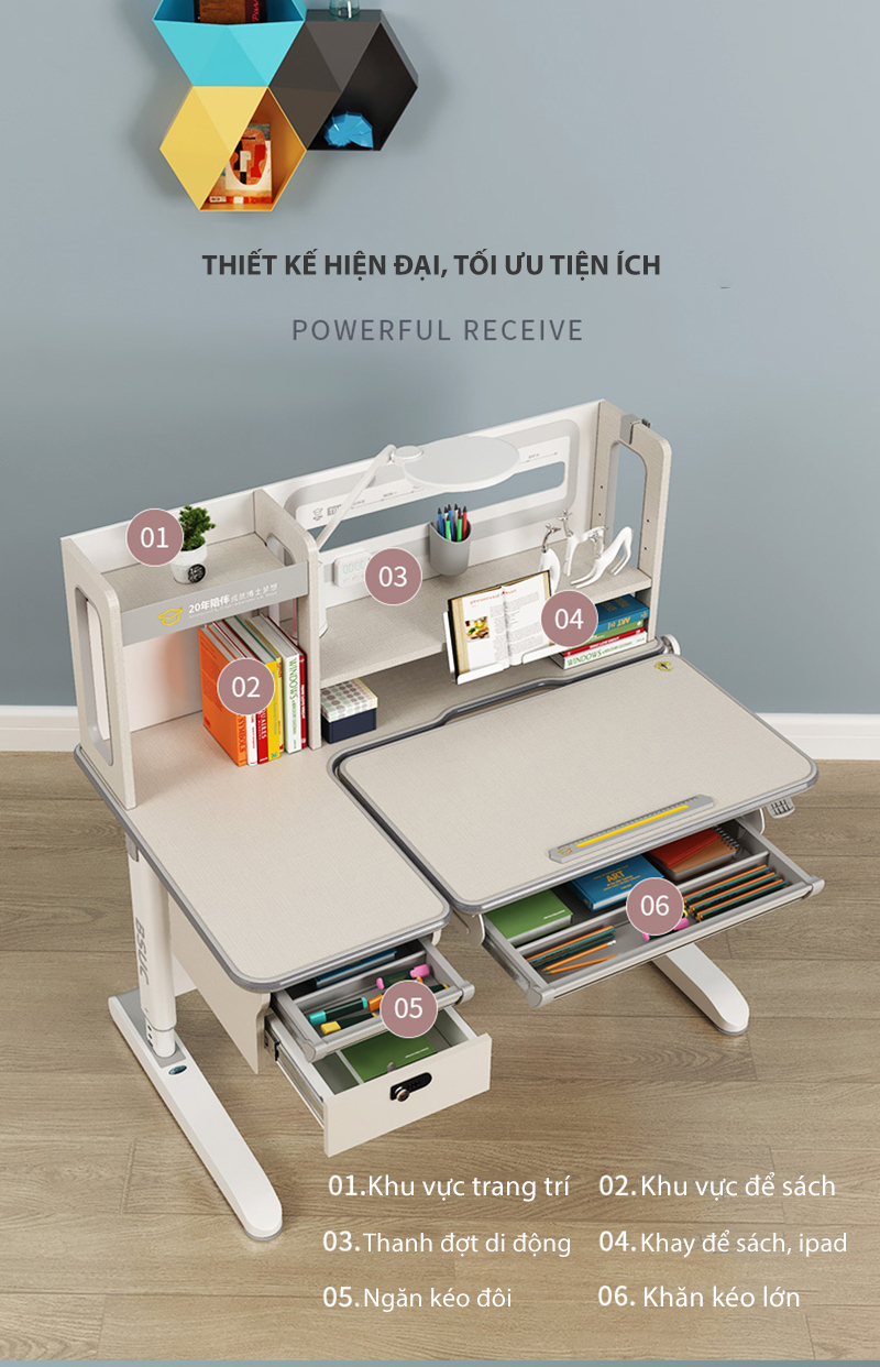 Bàn Học Chống Gù Chống Cận Cao Cấp - Nâng Hạ Thủy Lực DRZ-12002
