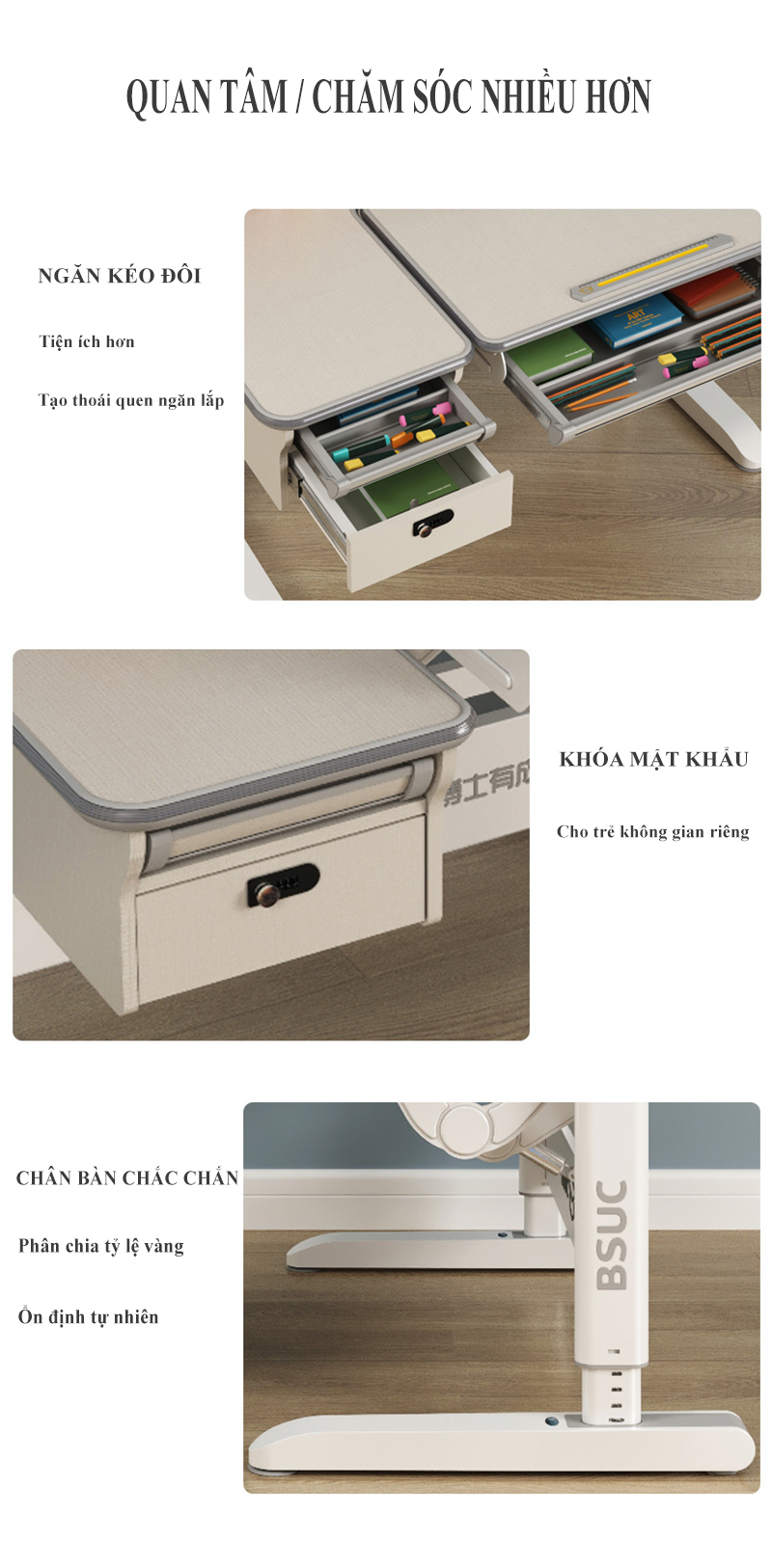 Bàn Học Chống Gù Chống Cận Cao Cấp - Nâng Hạ Thủy Lực DRZ-12002