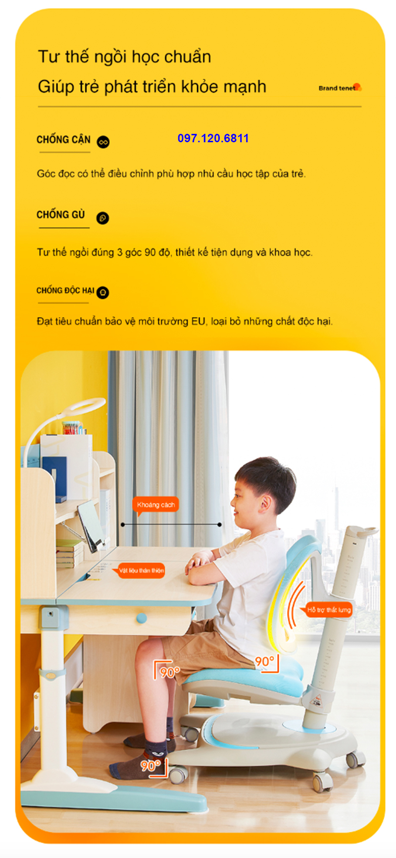 Bàn Học Chống Gù Chống Cận Vân Gỗ DKZ - 120