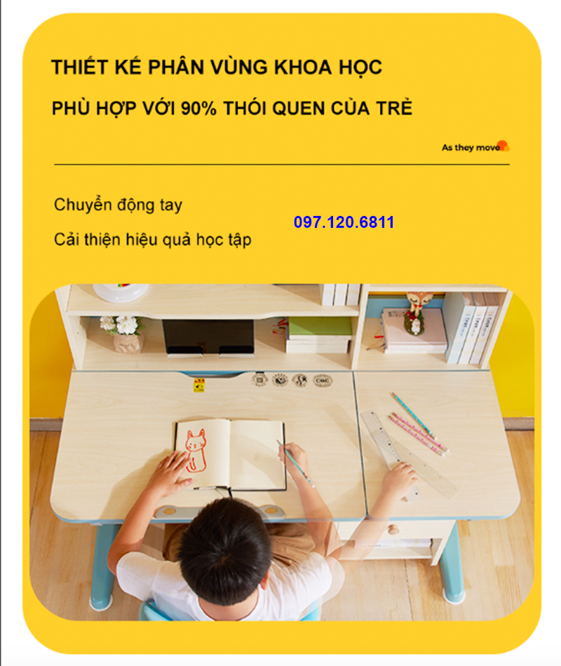 Bàn Học Chống Gù Chống Cận Vân Gỗ DKZ - 120