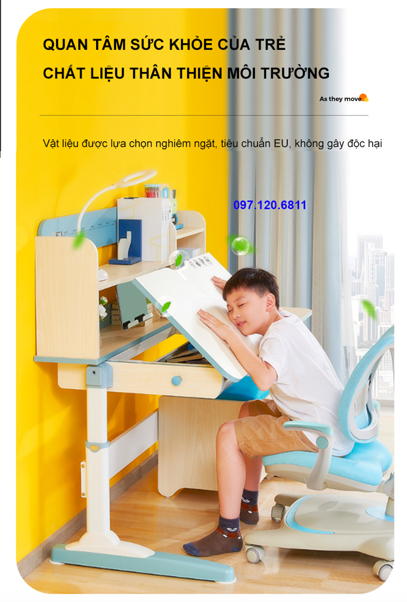 Bàn Học Chống Gù Chống Cận Vân Gỗ DKZ - 120