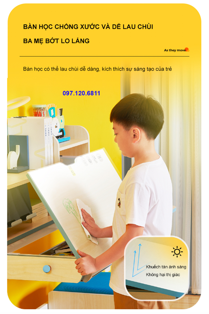 Bàn Học Chống Gù Chống Cận Vân Gỗ DKZ - 120