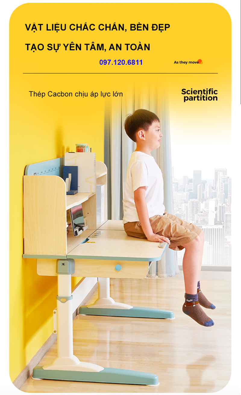 Bàn Học Chống Gù Chống Cận Vân Gỗ DKZ - 120