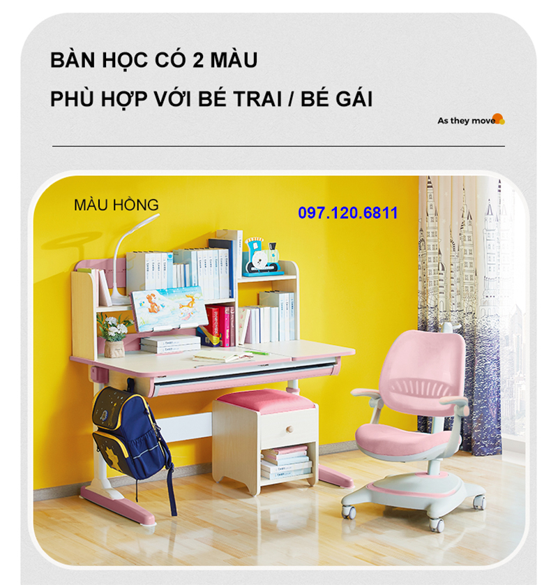 Bàn Học Chống Gù Chống Cận Vân Gỗ DKZ - 120