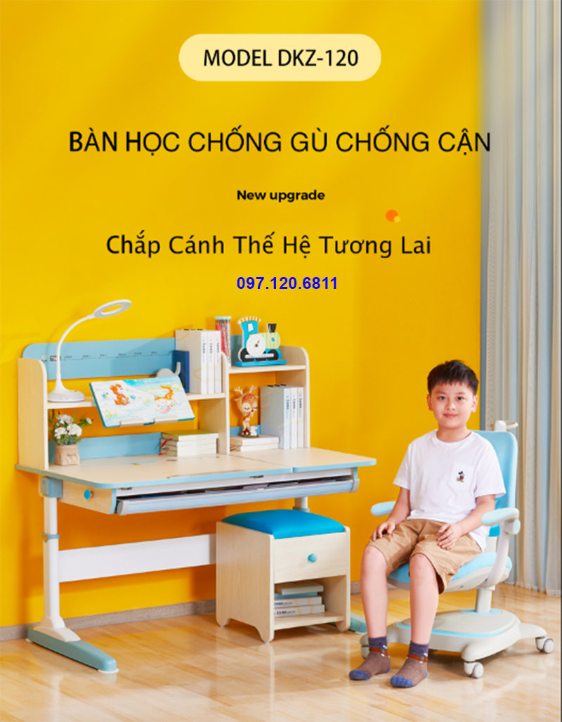 Bàn Học Chống Gù Chống Cận Vân Gỗ DKZ - 120