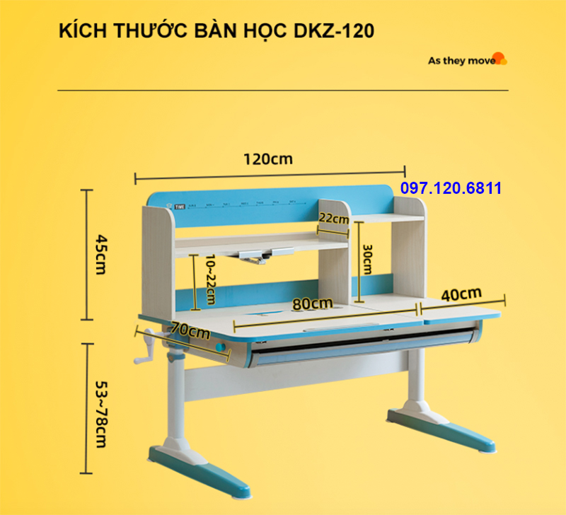 Bàn Học Chống Gù Chống Cận Vân Gỗ DKZ - 120