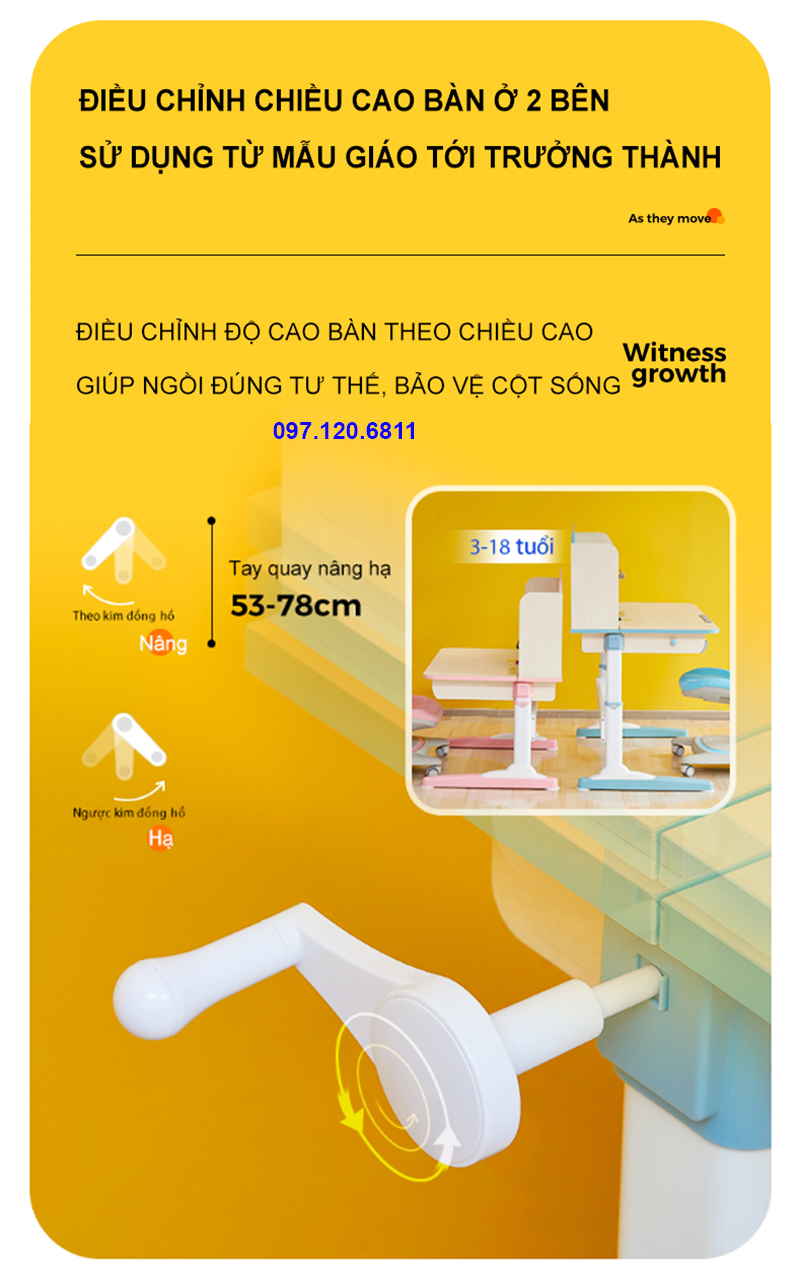 Bàn Học Chống Gù Chống Cận Vân Gỗ DKZ - 120