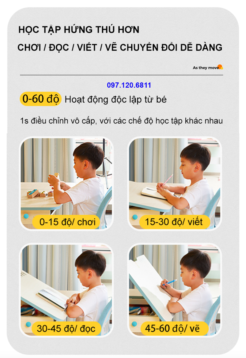 Bàn Học Chống Gù Chống Cận Vân Gỗ DKZ - 120