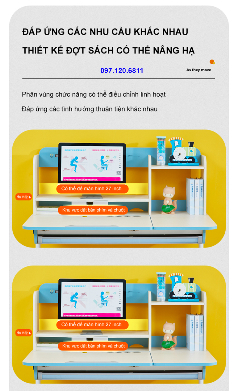 Bàn Học Chống Gù Chống Cận Vân Gỗ DKZ - 120