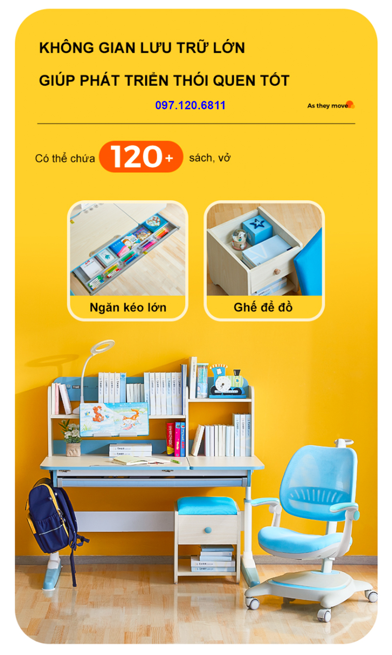 Bàn Học Chống Gù Chống Cận Vân Gỗ DKZ - 120