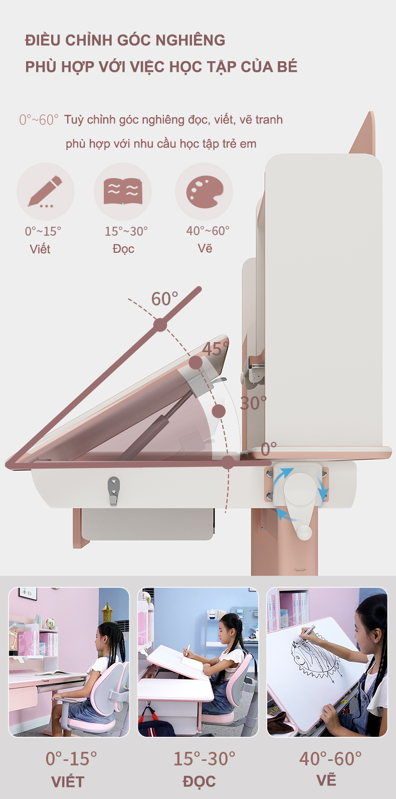 Bàn Học Chống Gù Chống Cận Cao Cấp DS-91200L
