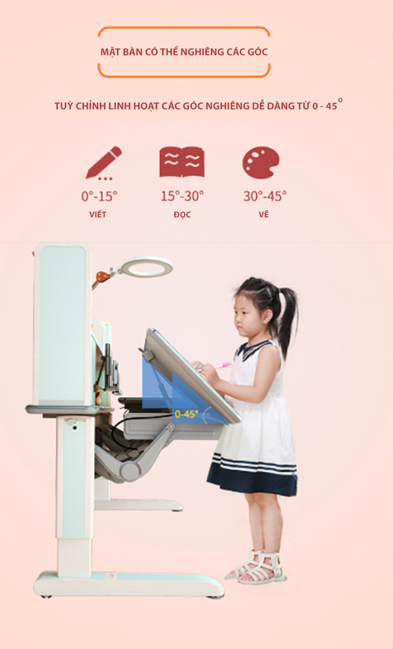 Bàn Học Đôi Cao Cấp Chống Gù Chống Cận - Nâng Hạ Thủy Lực DRZ-1411