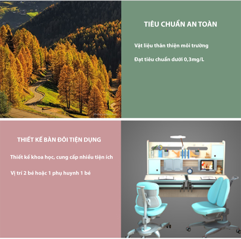 Bàn Học Đôi Cao Cấp Chống Gù Chống Cận - Nâng Hạ Thủy Lực DRZ-1411