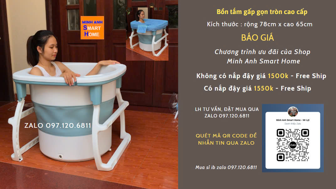 Bồn Tắm Gấp Gọn Tròn Cao Cấp Nhựa PP và Silicon