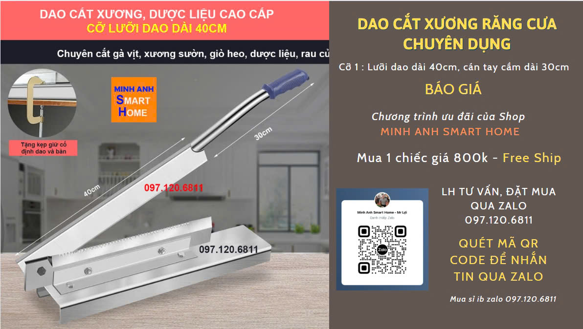 Dao Cắt Xương, Cắt Gà, Cắt Cá, Thái Dược Liệu Chuyên Dụng