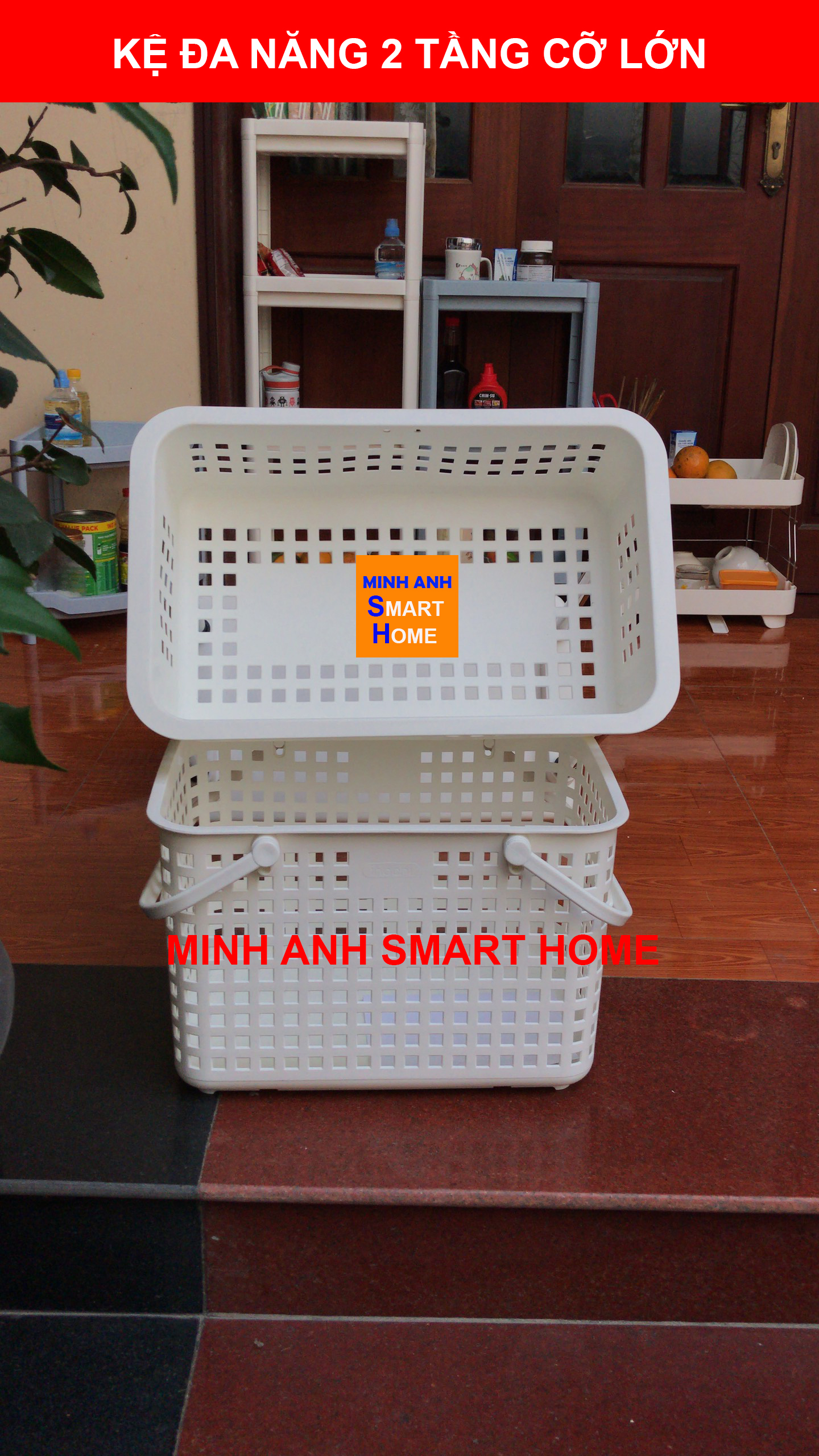 Kệ nhà tắm đa năng - kệ giỏ 2 tầng cỡ lớn